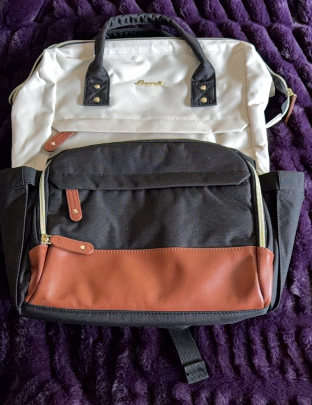 LOVEVOOK Beige Black Laptop Backpack Work Travel Bag NWOT - Picture 2 of 5